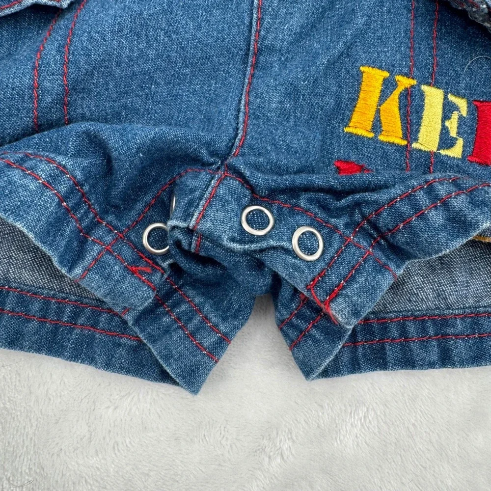 Kids Construction Theme Denim Shortalls 18 Months Vintage Embroidered Overalls